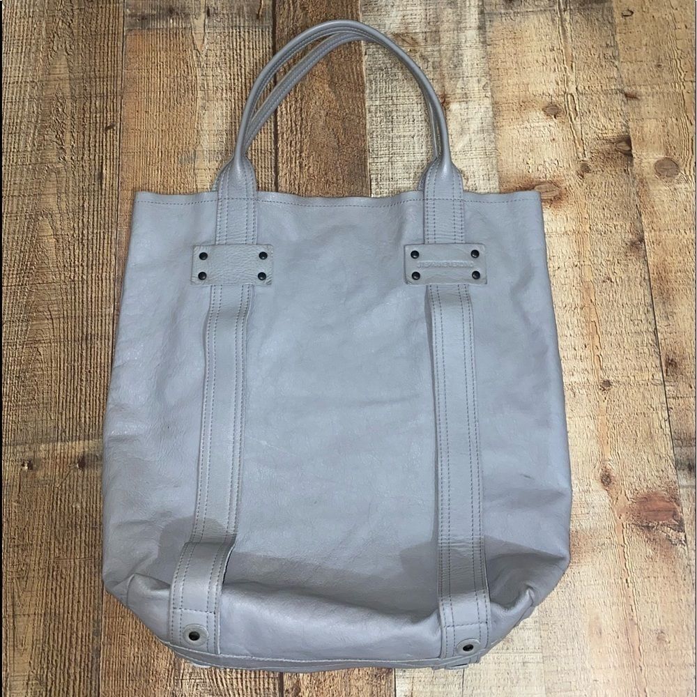 STEPHANE VERDINO LARGE GREY LEATHER TOTE BAG EUC - Picture 3 of 14
